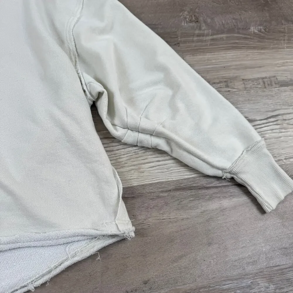 Free People We The Free Cream Oversized Raw Hem Sweatshirt Coastal Boho Small
